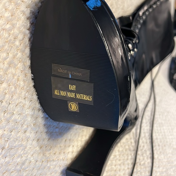 Black lace up platform boots with side zipper 5 heels brand new size 10 - Picture 5 of 7